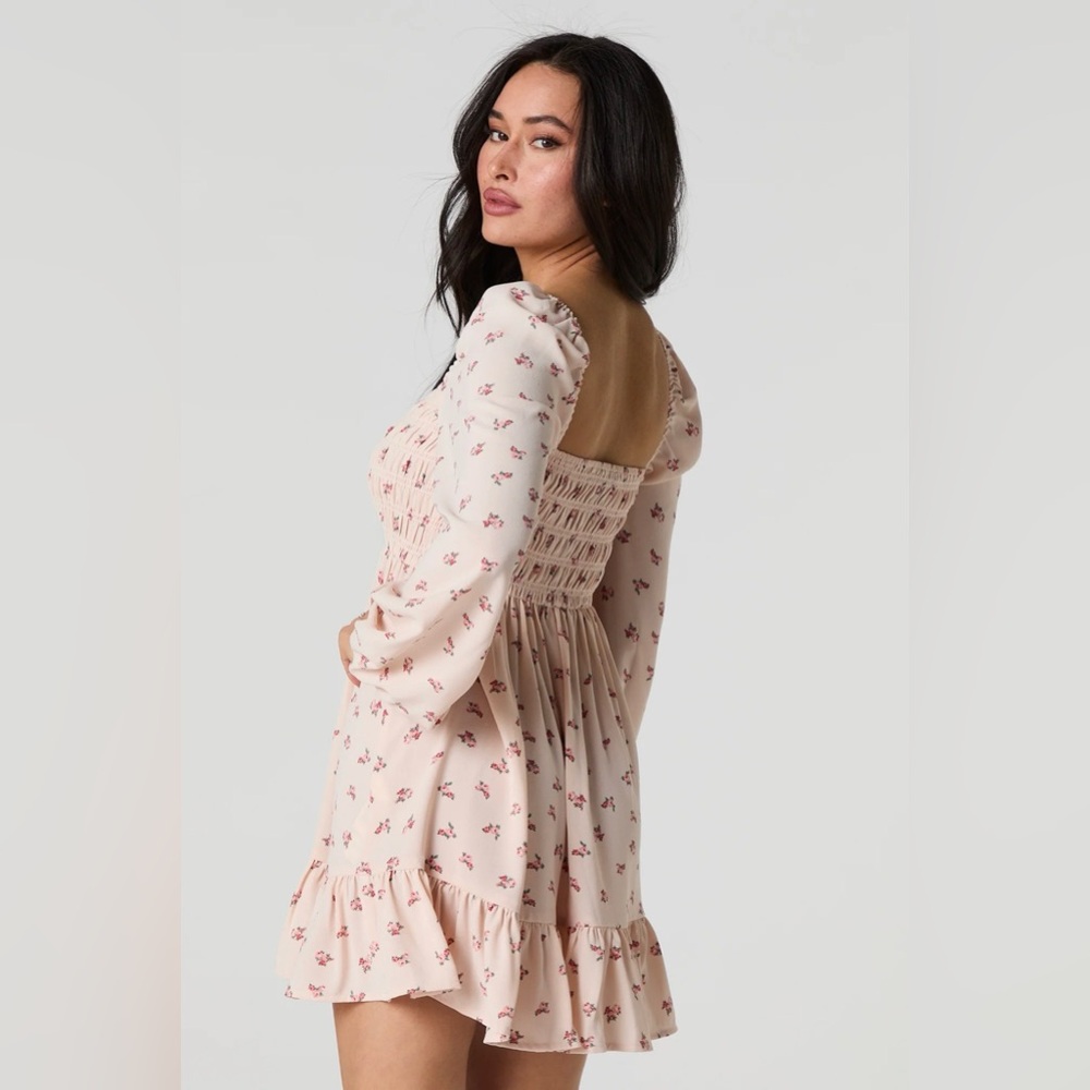 Floral Printed Smocked Ruched Mini Dress - Picture 9 of 10